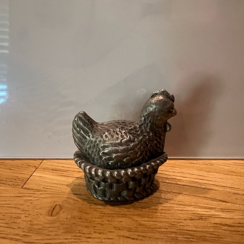Decorative Silver Chicken Figurine